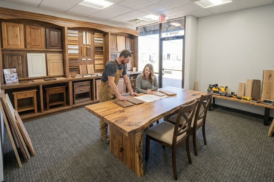 carpenter talking with a customer