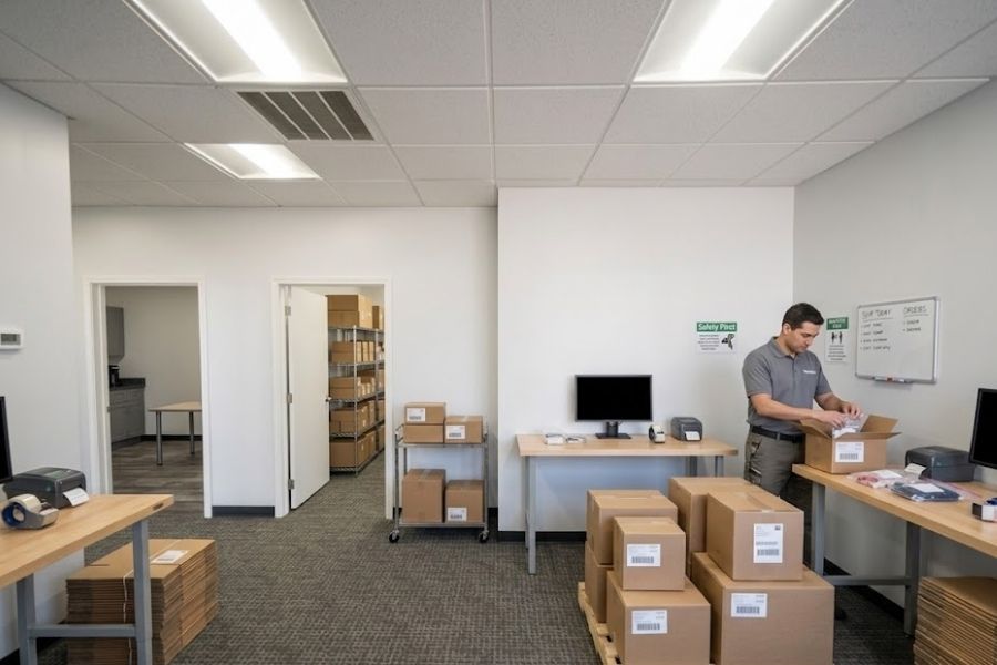Fullfillment company packing boxes