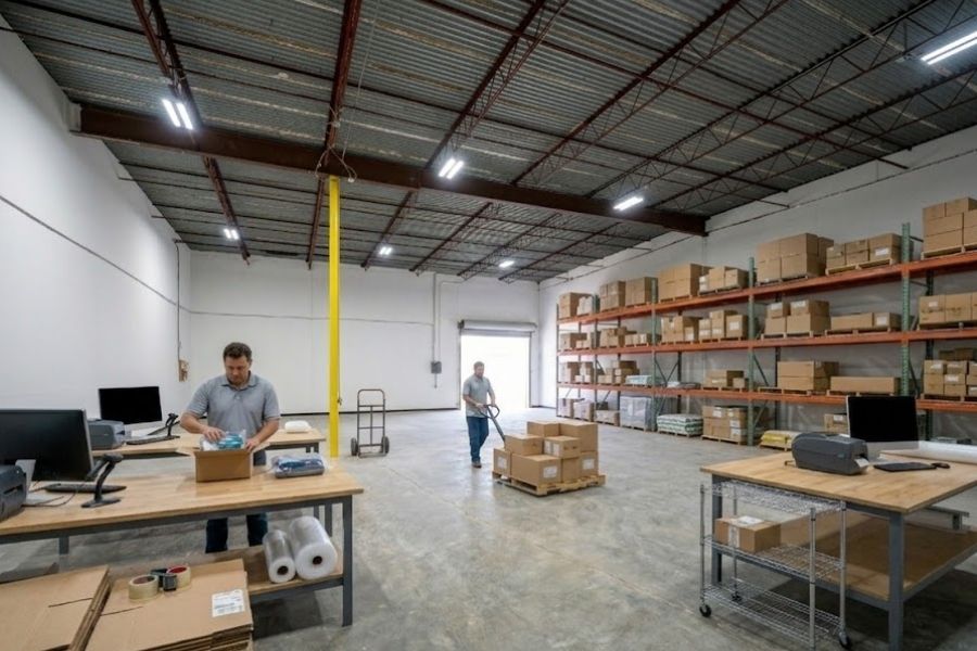 Fullfillment company using a warehouse for large item storage
