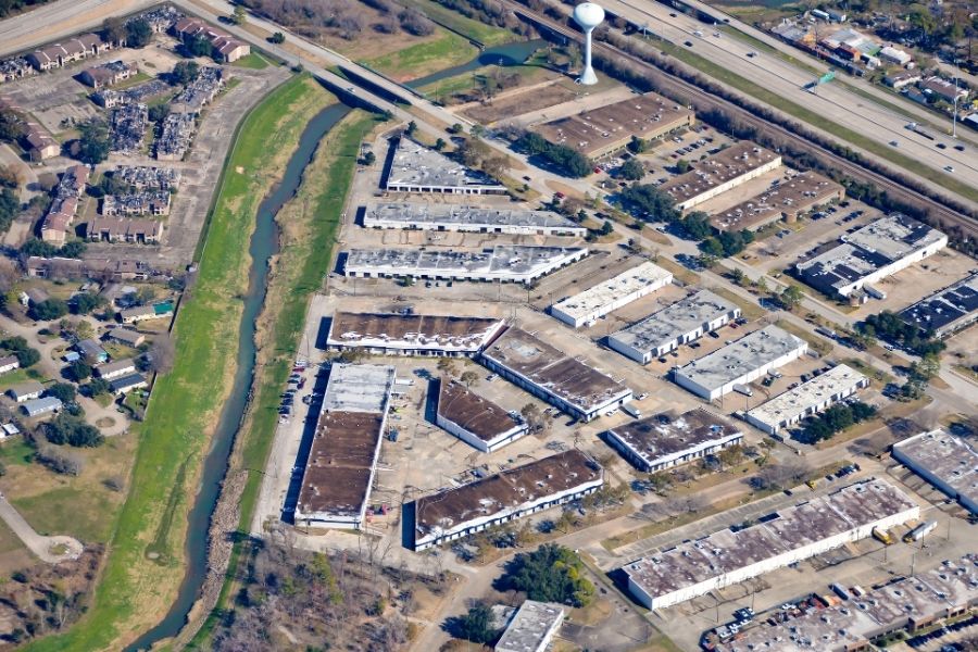 aerial overview of warehouse spaces